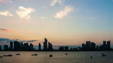 Timelapse of Hangzhou Skyline with Stock Footage Video (100% Royalty ...