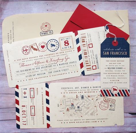 Vintage Ticket + Passport Inspired Wedding Invitations | Deco Weddings