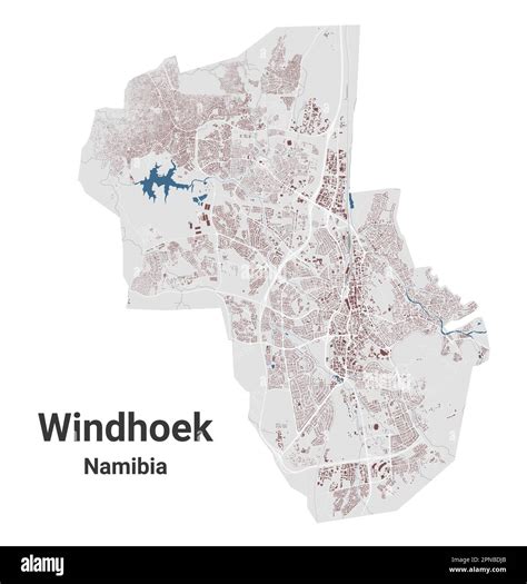 Windhoek map, capital city of Namibia. Municipal administrative area ...