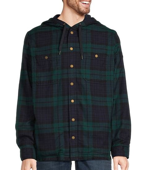 L.L.Bean Fleece-Lined Flannel Snap-Front Hoodie | Dillard's