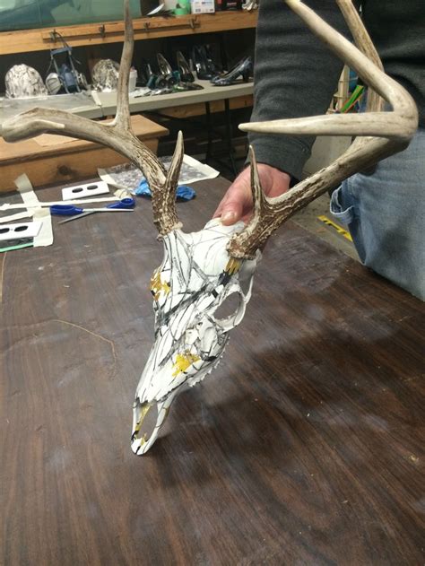 European mount skull hydrodipped in snow camo | Deer skull mount, Painted deer skulls, Painted ...