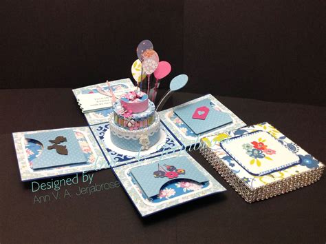 Exploding box birthday card with cake and balloons. | Boxed birthday cards, Cards handmade ...