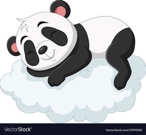 Cartoon baby panda sleeping on clouds Royalty Free Vector