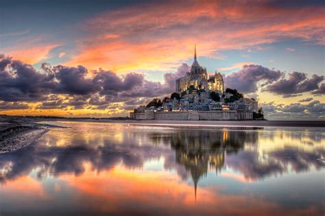 HD wallpaper france normandy town island fortress mont -saint-michel mountain archangel michael ...