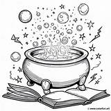 Potion cauldron coloring Page Download Or Print For Free sketch template