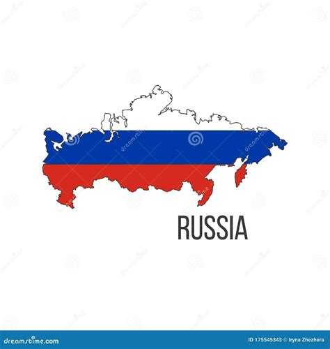 Russia Flag Map. the Flag of the Country in the Form of Borders. Stock Vector Illustration ...