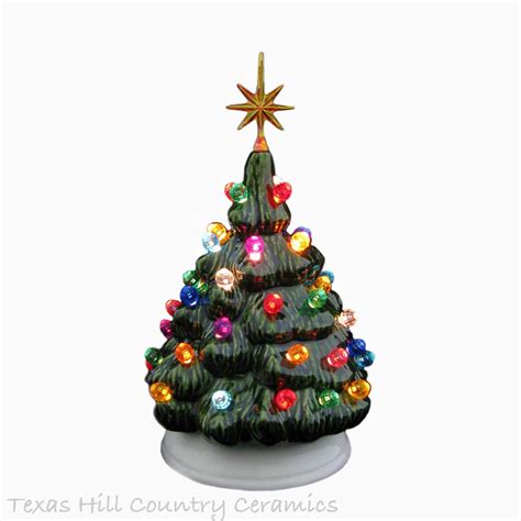 Mini Ceramic Christmas Tree Traditional Green Tree with White