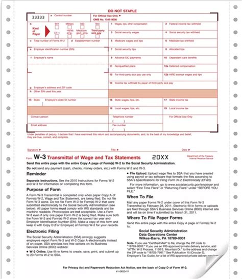 Irs W3 Form 2023 Printable Pdf