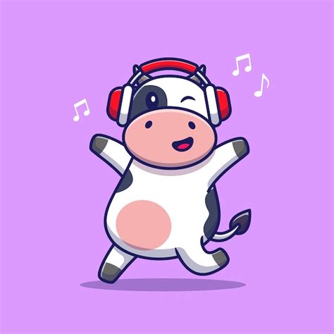 Free Vector | Cute cow dancing cartoon vector icon illustration animal ...