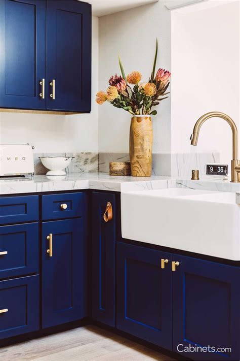 Naval cabinets and gold hardware...what kitchen dreams are made of! in 2020 | Diy kitchen ...