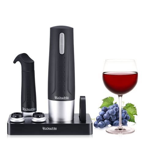 Rackaphile Electric Wine Bottle Opener Gift Set, Includes Rechargeable Bottle Opener, Wine ...