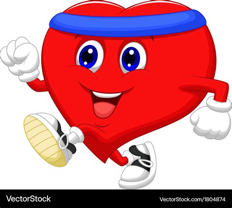 Heart cartoon running to keep healthy Royalty Free Vector