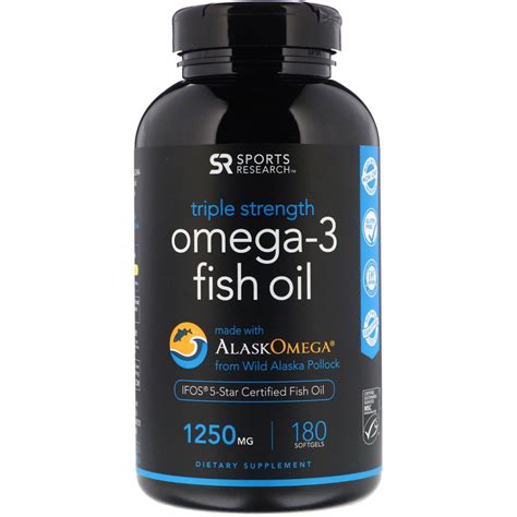 Sports Research Omega-3 Fish Oil Triple Strength Triglyceride Form 1250 mg 23249010500 | eBay