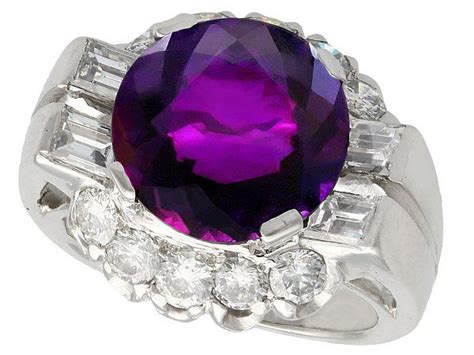Platinum Amethyst and Diamond Cocktail Ring | AC Silver