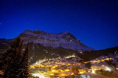 Starry Night in Grindelwald, Switzerland Stock Image - Image of ...