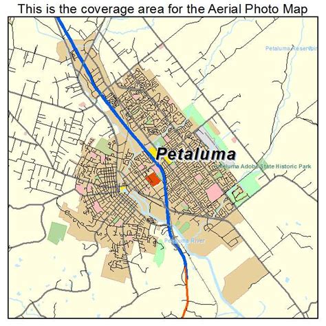 Aerial Photography Map of Petaluma, CA California