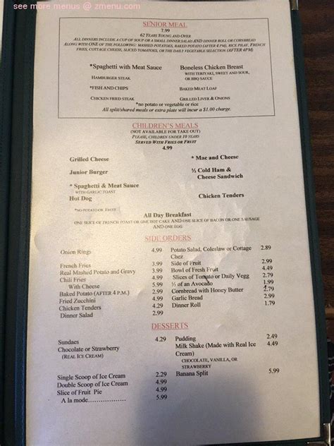 Menu at Fallbrook Cafe, Fallbrook, 739 E Mission Rd