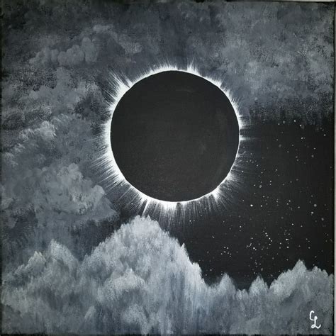 Solar Eclipse Painting - original artwork - Acrylic on 12x12 canvas panel | Orion nebula ...