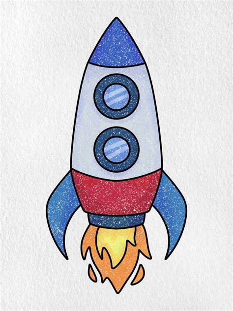 Easy Spaceship Drawing - HelloArtsy