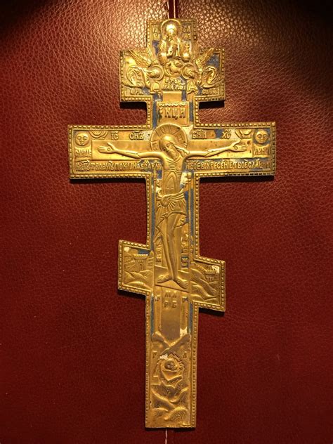 Russian Orthodox Bronze Cross with Enamel Cross | Etsy