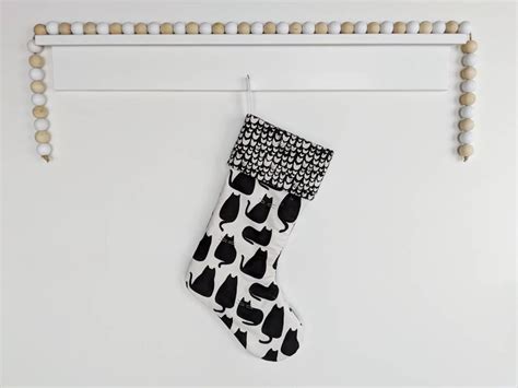 Black Cat Modern Christmas Stocking - Etsy