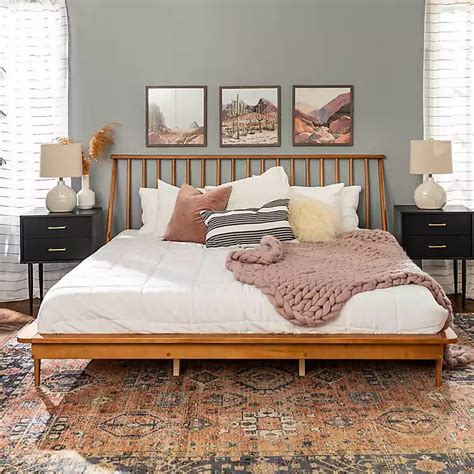 Caramel Mid-Century Modern Platform King Bed Frame | Kirklands Home