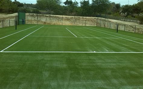 Splendid synthetic grass tennis court, ITF classified pace 5-fast ...