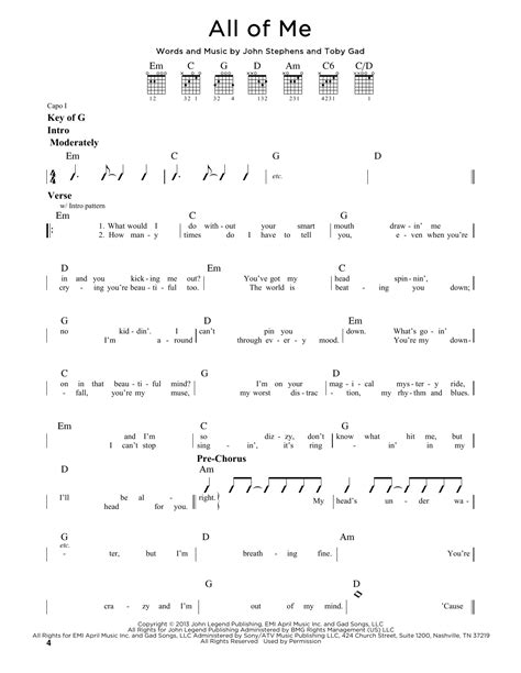 John Legend 'All Of Me' Sheet Music Notes, Chords, Score. Download Printable PDF. | Guitar songs ...