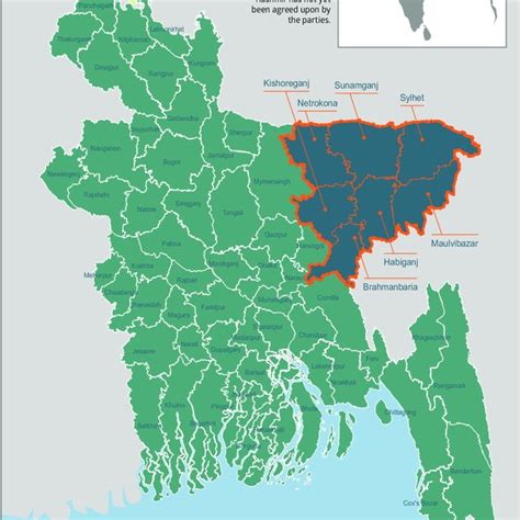 A map illustrating the location of Sunamganj, Bangladesh, the site of ...