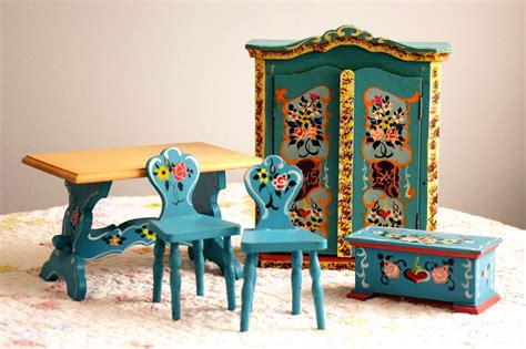 5-Piece 1950's Dora Kuhn Dollhouse Furniture Set - Vintage, Hand Painted, Bavarian | Miniature ...