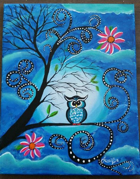 Owl in a Tree 11 x 14 Painting on Stretched Canvas Original | Etsy ...