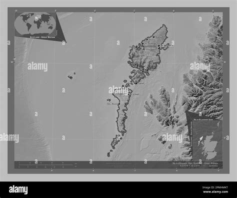 Na h-Eileanan Siar, region of Scotland - Great Britain. Grayscale ...