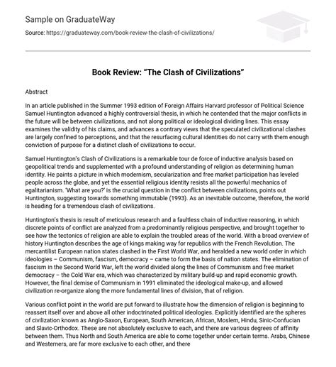 ⇉Book Review: “The Clash of Civilizations” Essay Example | GraduateWay