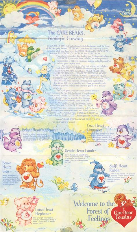 Photo: 1985 Care Bears mini poster featuring the original bears, Cousins, Hugs, Tugs Grams ...