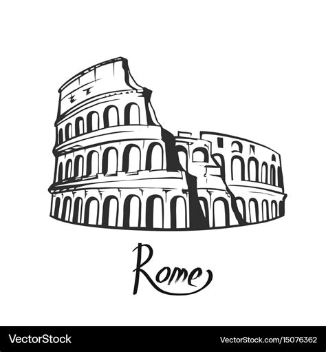 Rome colosseum black white Royalty Free Vector Image