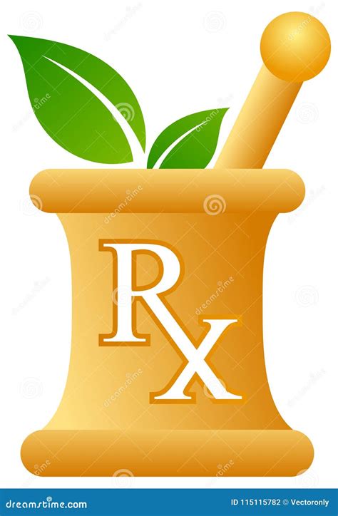 Pharmacy Mortar and Pestle with Rx Sign Stock Vector - Illustration of ...