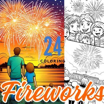 Happy New Year Coloring Pages 2024 for Stress Relief - New Years Fireworks