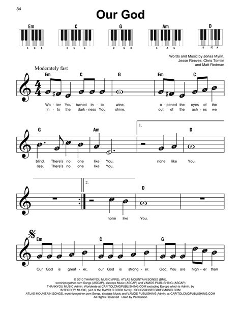 Our God Sheet Music | Chris Tomlin | Super Easy Piano