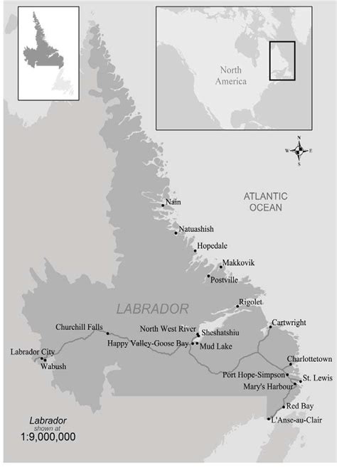 Map of Labrador. Nain, Hopedale, Makkovik, Postville, and Rigolet on... | Download Scientific ...