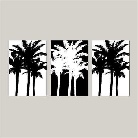 Palm Tree Canvas Art Set of Three Palm Tree Wall Art Tropical Decor Palm Tree Prints Modern ...