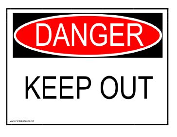 Printable Danger Keep Out Sign