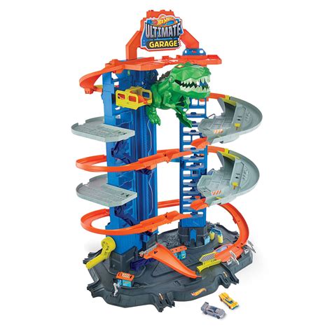 Hot Wheels City Ultimate Garage Playset with 2 Toy Cars & Robo-Dinosaur ...