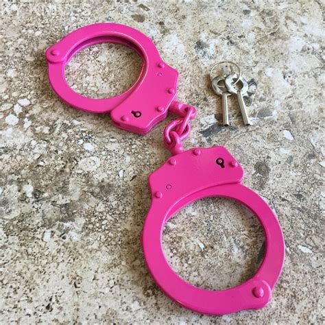 PINK Steel Hand Handcuffs Police Double Locking Real Lock Cuffs with 2 ...