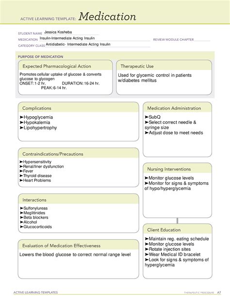 Insulin Lispro Medication Template