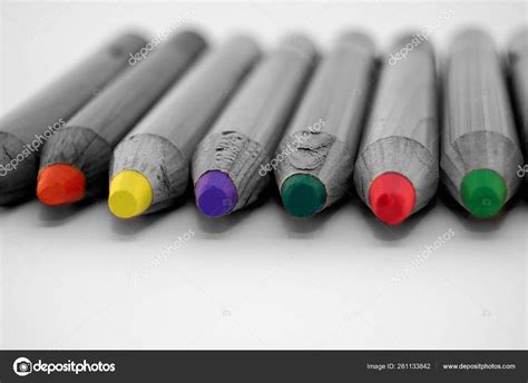 Pencil Crayons Black White Spot Color Peaks — Stock Photo © YAYImages ...