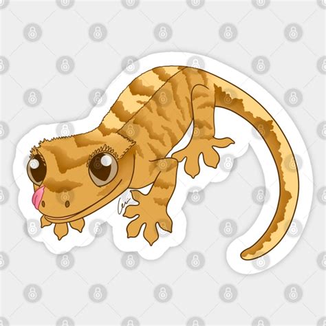 Crested Gecko Yellow Tiger - Crested Gecko - Sticker | TeePublic