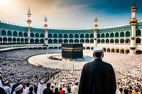 Premium AI Image | hajj concept kaaba in makkah with crowd of muslim ...