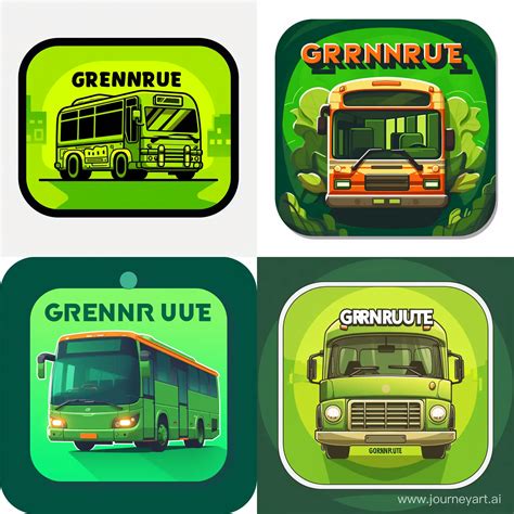 Vibrant Green Bus Logo for GRNNRUTE App | Midjourney Prompt