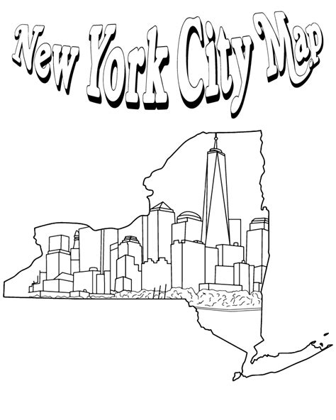 New York City Map Coloring Page