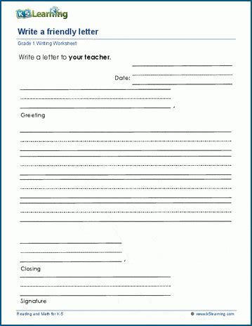 First Grade Friendly Letter Writing Worksheets - Infoupdate.org